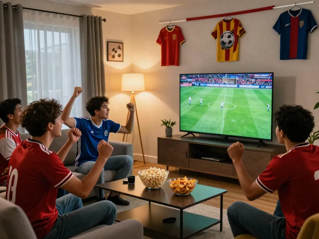 Exciting football watch party with friends enjoying live sports on gavangtv.life