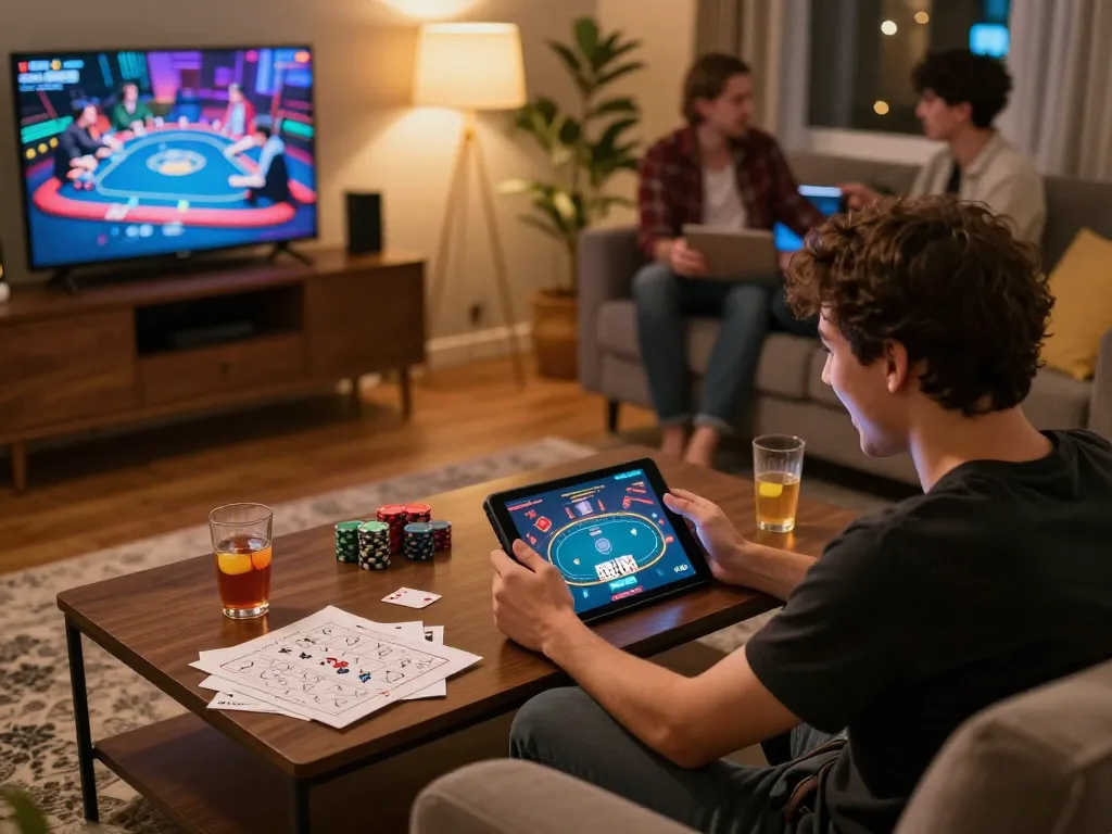 Experience thrilling nohu gameplay with excitement during an online poker session in a cozy setting