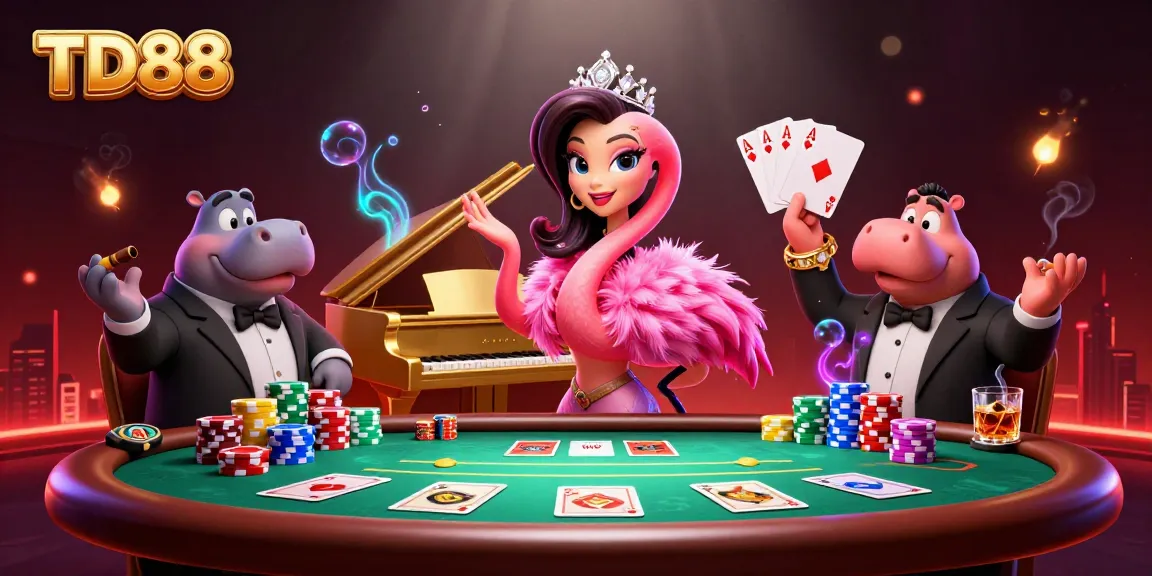 Experience exciting games at TD88, featuring vibrant casino characters and dynamic poker elements.