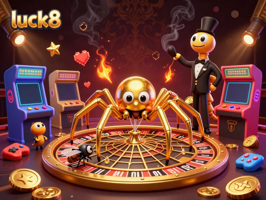 Experience luck8 gaming with colorful characters interacting in a vibrant casino environment.