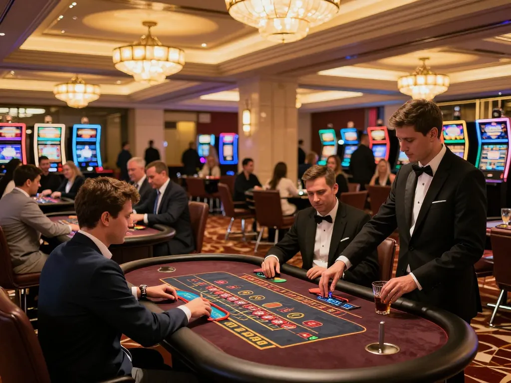 Players engaging in high-stakes games at the vibrant RED88 casino floor