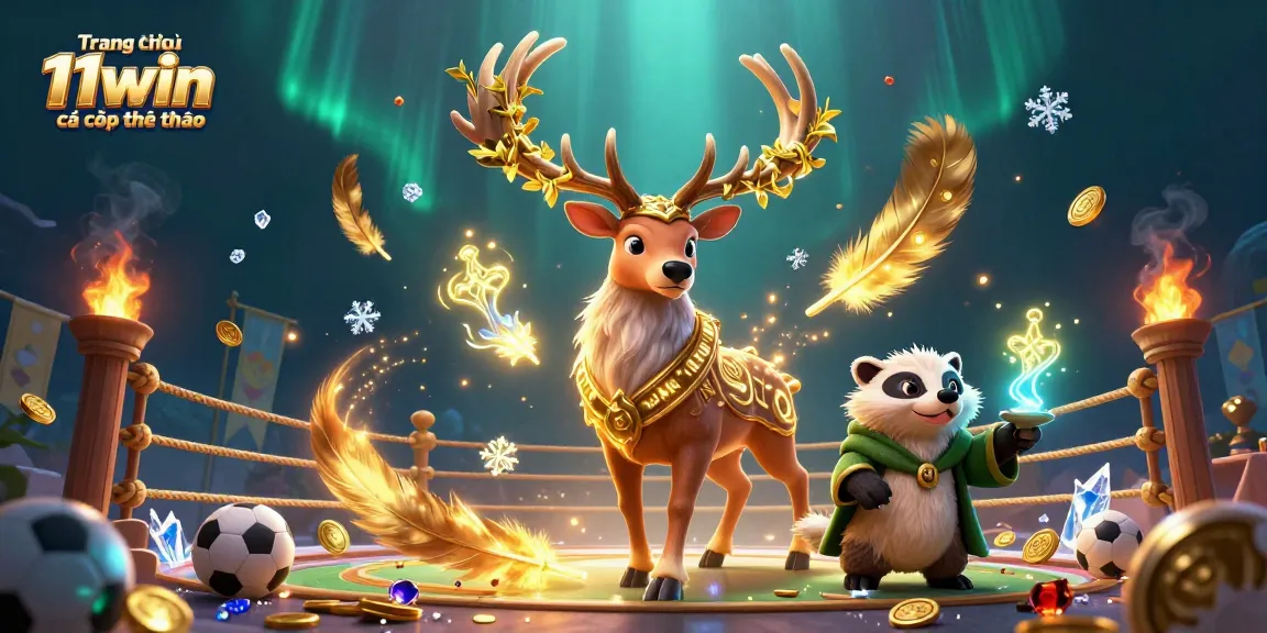 Engage in sports betting excitement with Trang chủ 11win cá cược thể thao, showcasing dynamic characters and arena elements.