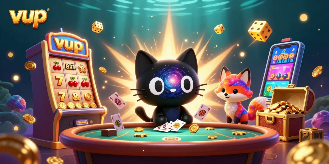 Engage in thrilling casino gameplay with vup's cosmic casino characters and vibrant elements.