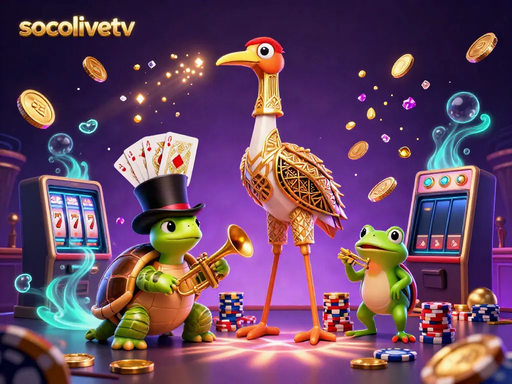Experience thrilling wins with socolivetv's live sports betting, featuring dynamic character action and casino elements.