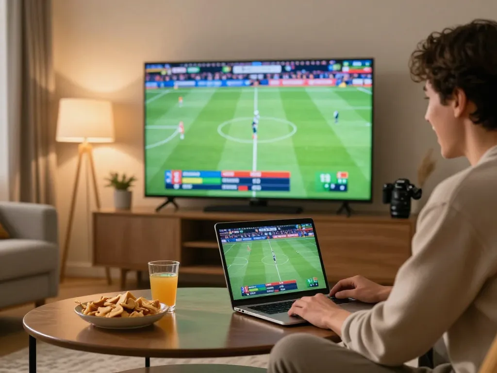 Engage with five88 while enjoying live sports betting from home, excitement visible.