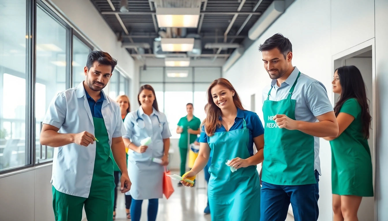 Städfirma stockholm-team som arbetar i ett modernt kontor med fokus på professionellt utförande.