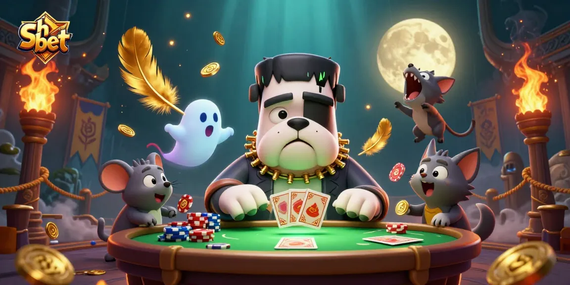 Engage in thrilling Sh bet adventures with colorful casino characters at a spooky table.