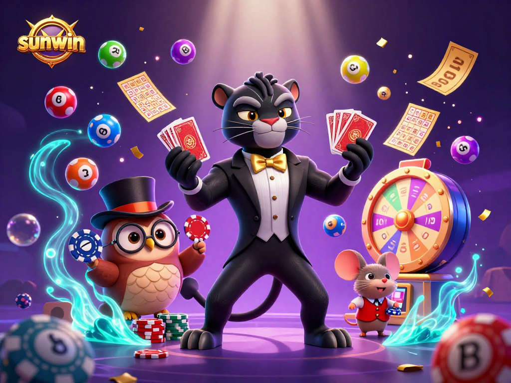 Experience exhilarating wins with sunwin in this vibrant casino-themed 3D illustration.