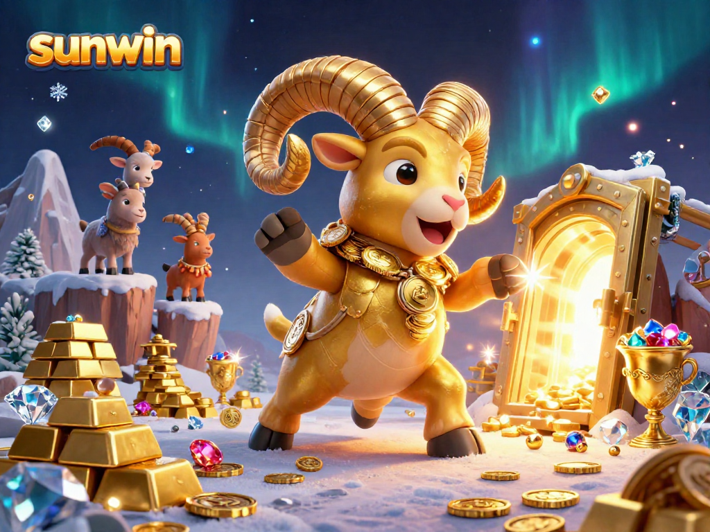 Experience thrilling wins at sunwin with a golden ram charging through a treasure vault.