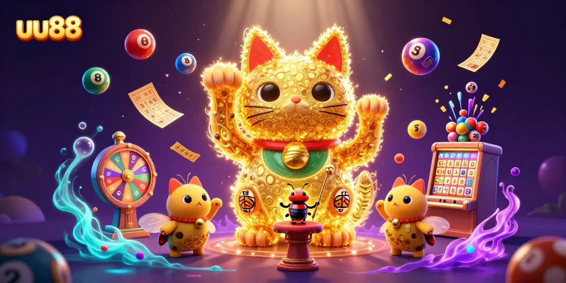 Experience the excitement of uu88 with dynamic lottery scenes and vibrant casino symbols.