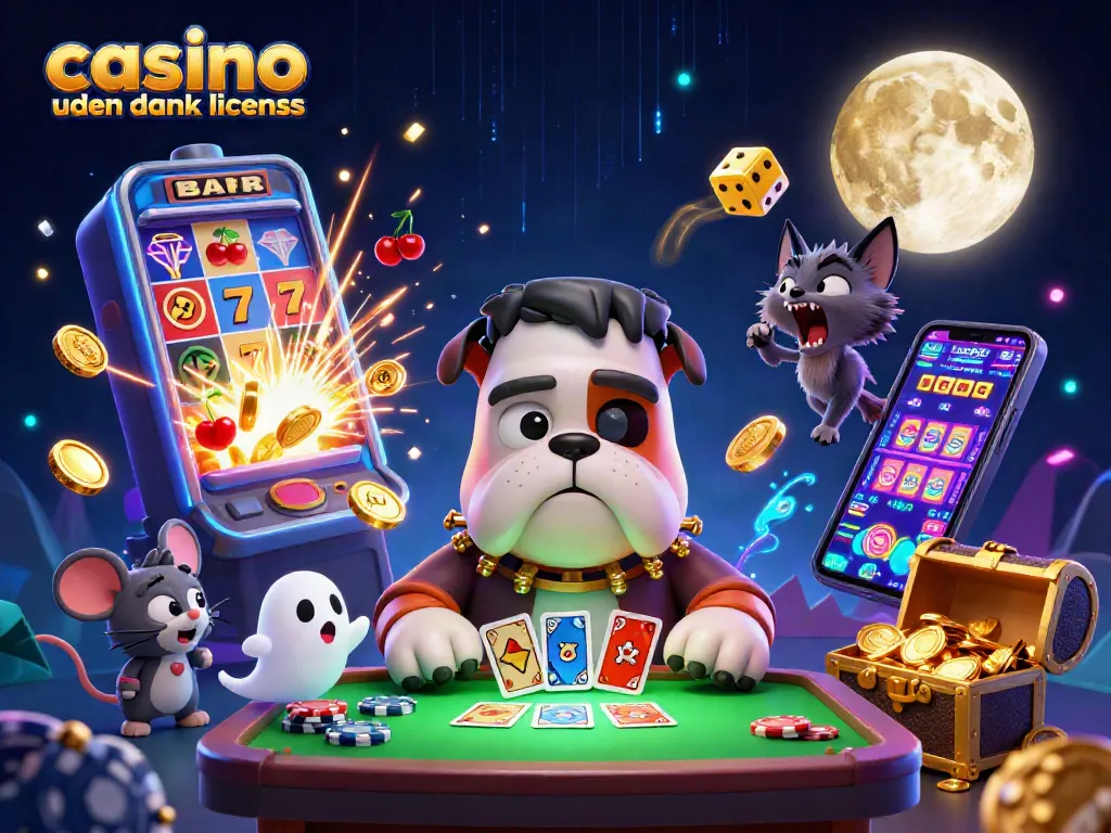 Play exciting games at casino uden dansk licens, featuring fun characters and vibrant casino elements.