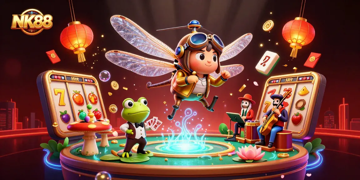 Experience NK88's thrilling casino atmosphere with vibrant characters and engaging gameplay elements.