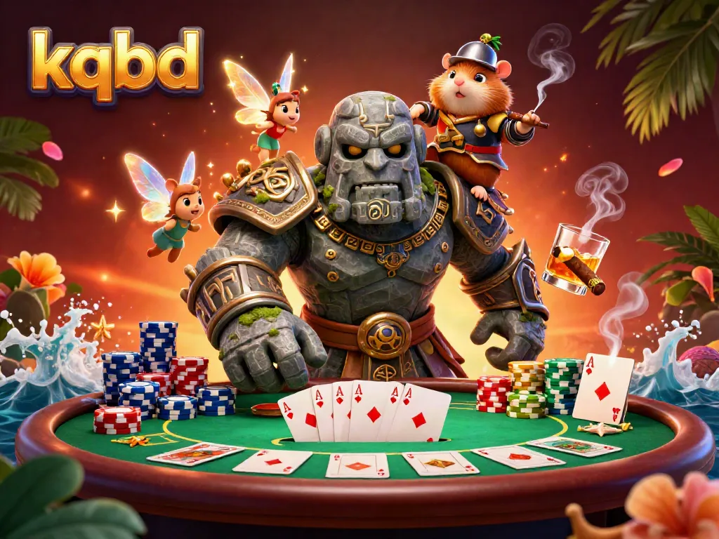 Engage with kqbd's live scores through a dynamic illustration featuring a mystical scene of characters and casino elements.