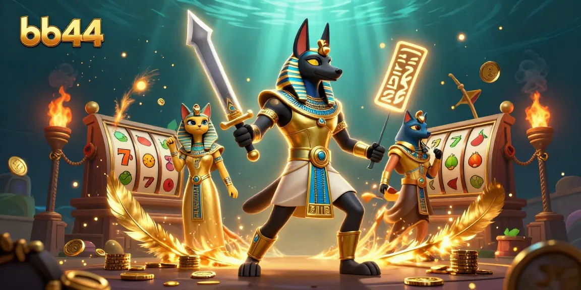 Engage in exciting slots with bb44 amidst vibrant 3D Egyptian-themed visuals.