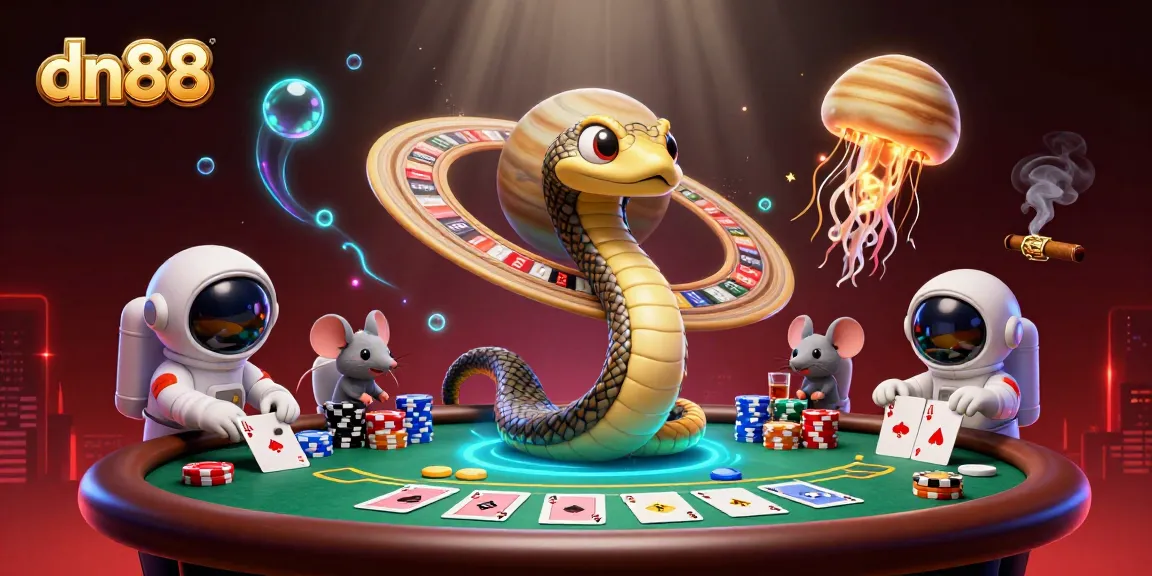 Experience thrilling gambling action with dn88 as astronaut mice place bets in a cosmic casino.