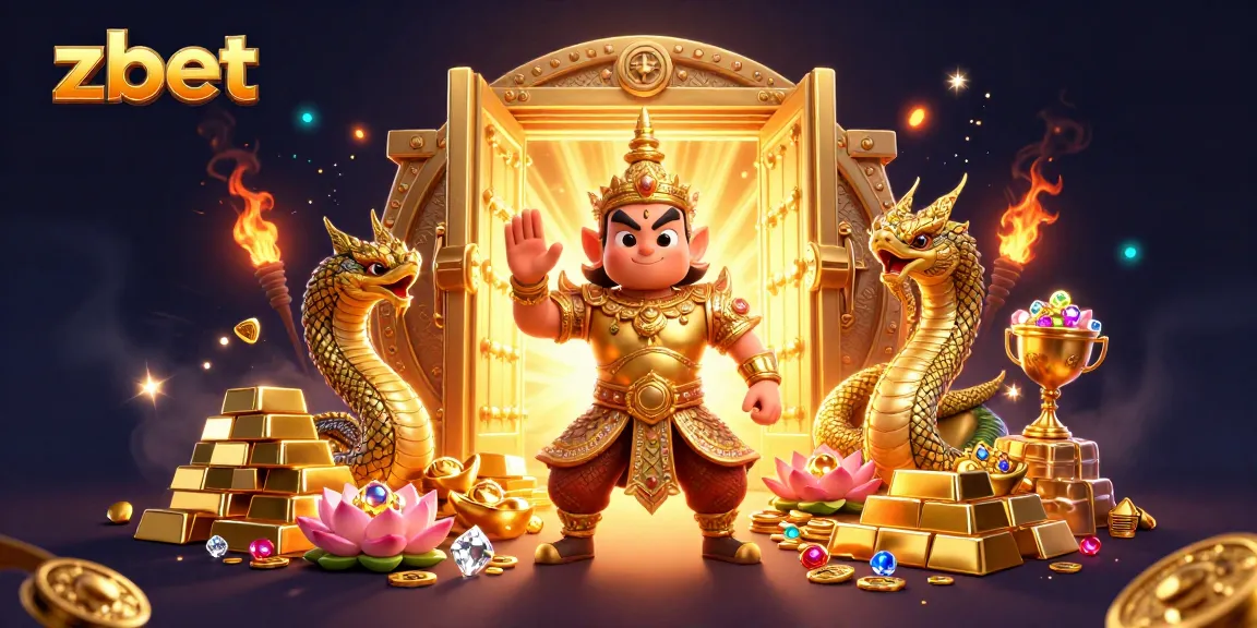 Experience gaming excitement with zbet, featuring vibrant characters and treasures in a thrilling casino scene.