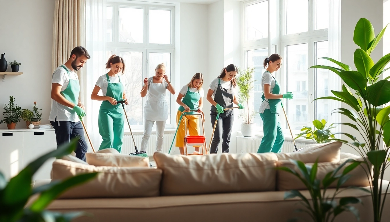 Effektiv hemstädning i stockholm med professionell städteam som arbetar noggrant i en stilren lägenhet.