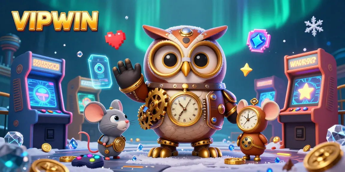 Experience VIPWIN's thrilling atmosphere with a 3D cartoon illustration highlighting gaming excitement.