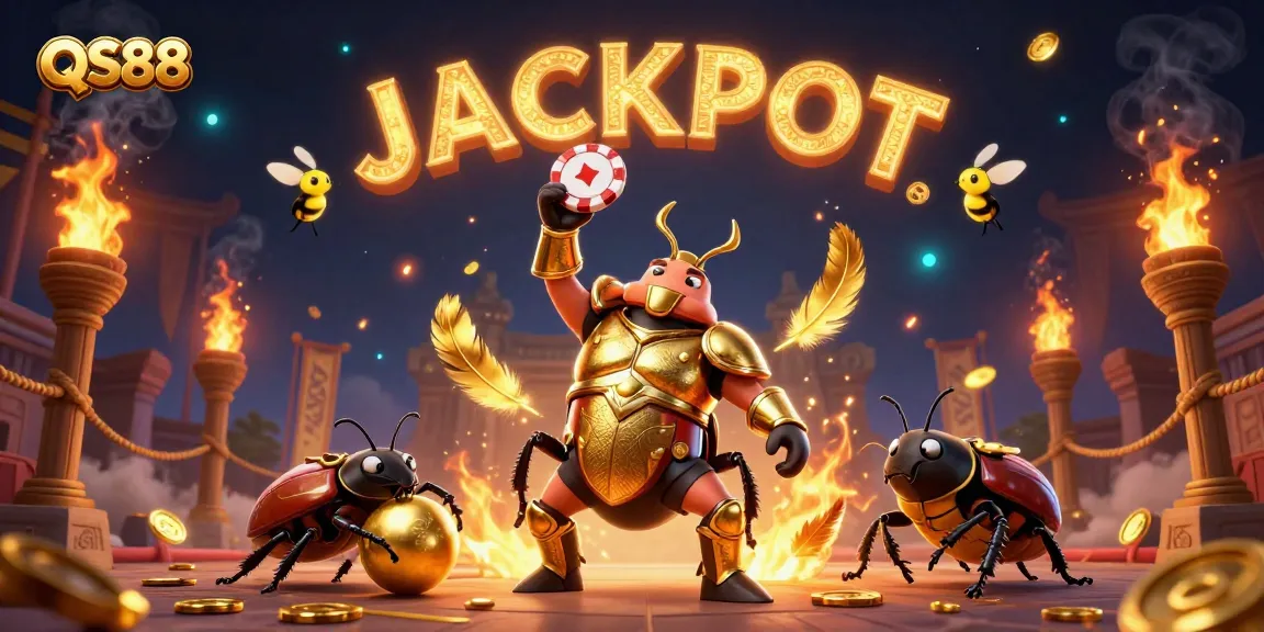 Experience the excitement of QS88 with a heroic beetle winning at the casino.