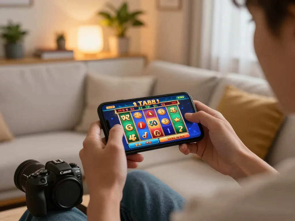 TA88 players enjoying an exciting mobile gaming experience with vibrant slot interface on smartphone