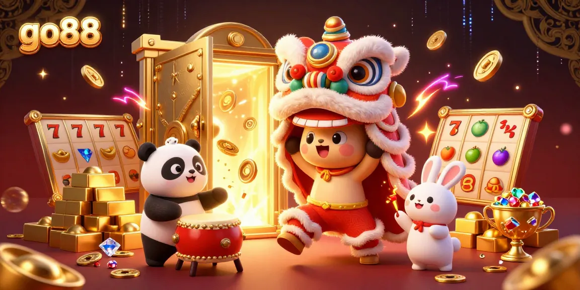 Experience winning moments at go88 with a vivid 3D illustration of a fortune-filled casino scene.
