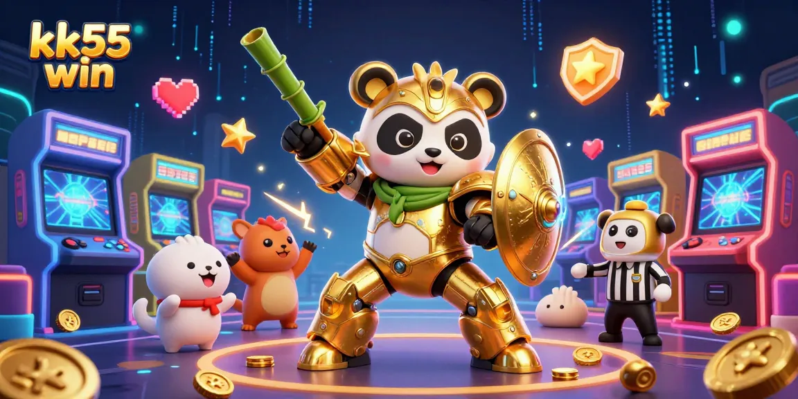 Experience the thrill of kk55 win with a vibrant 3D casino scene featuring exciting characters and gaming elements.