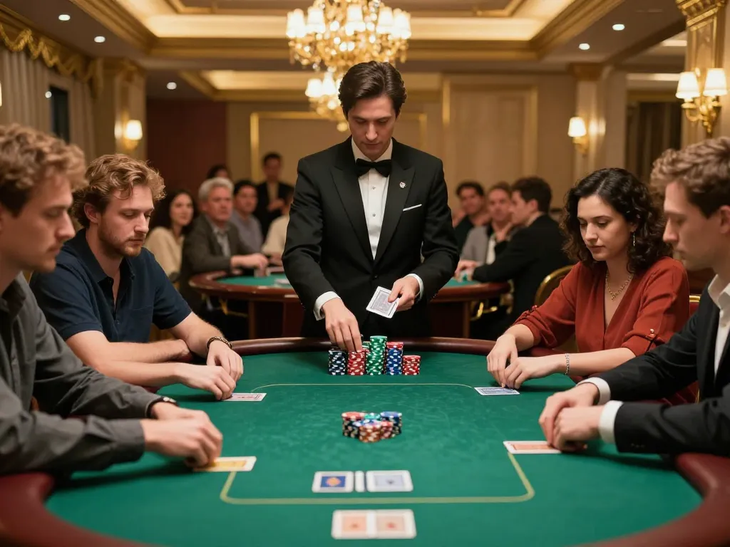 Players competing in a poker tournament at rr99.com, showcasing strategic gameplay and luxury casino ambiance.