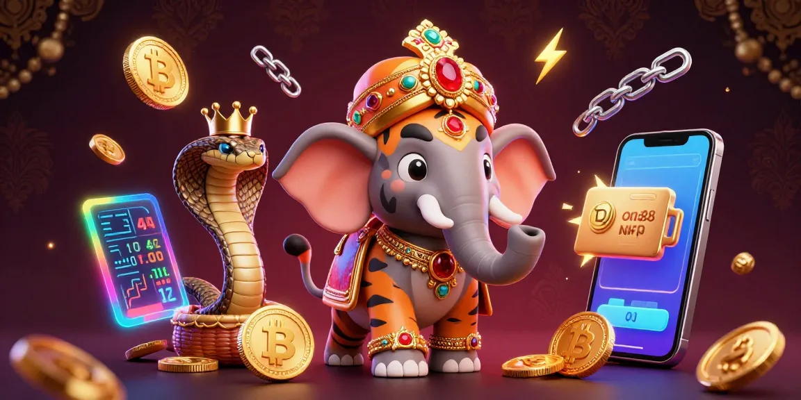 Win big with one88 at this vibrant 3D depiction of a casino scene featuring iconic characters and crypto coins.
